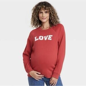 NEW Graphic Maternity Sweatshirt By Isabel Maternity Size S Cozy Pregnancy Red